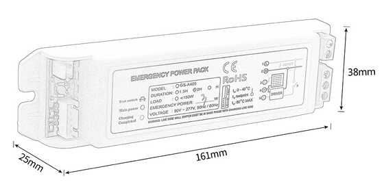 Max 0.35A Power Pack di emergenza Tipo di manutenzione GS-A405 Potenza di emergenza 1-5W