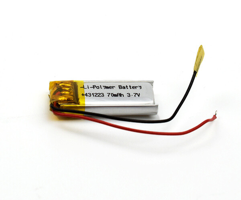 cellula ricaricabile 431223 del polimero del litio della batteria di 3.7V 70mAh Lipo
